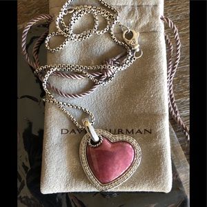 David Yurman Rhodonite & Diamond Heart Necklace
